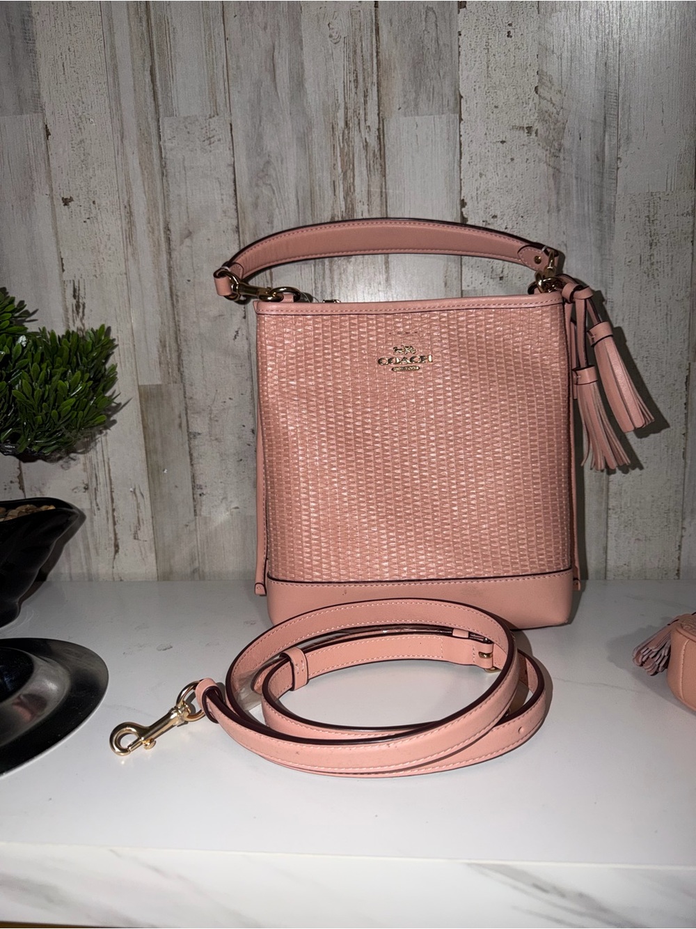 Coach Blush Pink Mollie Bucket Bag with Tassels